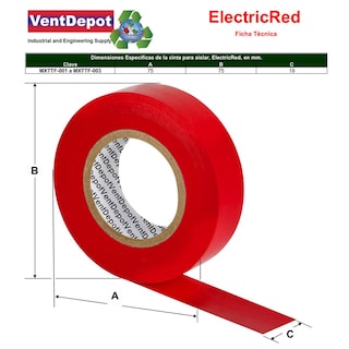 Foto 5 | Foto 5 | Cinta Eléctrica Roja 19mm Ventdepot Mxttf-002 5 Piezas Rojo