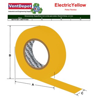 Foto 5 | Foto 5 | Cinta Aislante Amarilla 19mm Ventdepot Mxttv-002 5 Piezas Amarillo