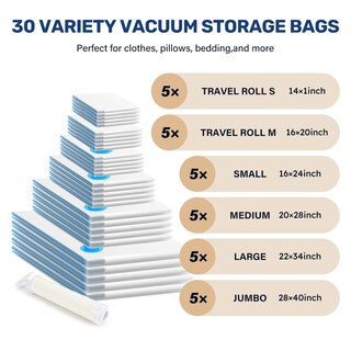 Foto 2 | Foto 2 | Bolsas De Almacenamiento Al Vacío Simple Deluxe, Paquete De 30 Con Bomba Manual - Venta Internacional.