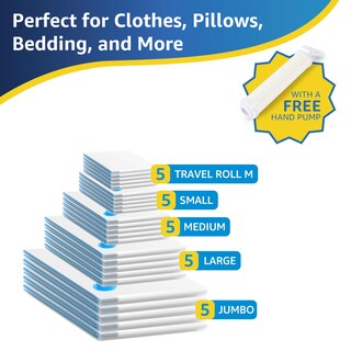 Foto 3 | Foto 3 | Bolsas De Almacenamiento Al Vacío Simple Deluxe Paquete De 25 Con Bomba Manual - Venta Internacional.