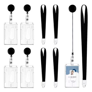 Foto 1 | Foto 1 | Portagafete Yoyo Porta Credenciales Lanyard Vertical 5 Pcs Negro/transparente