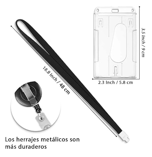 Foto 2 | Foto 2 | Portagafete Yoyo Porta Credenciales Lanyard Vertical 5 Pcs Negro/transparente
