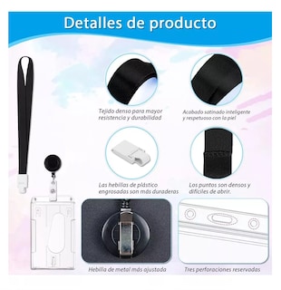 Foto 3 | Foto 3 | Portagafete Yoyo Porta Credenciales Lanyard Vertical 5 Pcs Negro/transparente