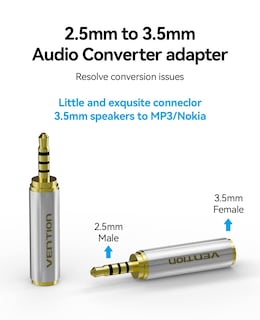 Foto 3 | Foto 3 | Adaptador De Audio Vention De 3,5 Mm Hembra A 2,5 Mm Macho - Venta Internacional.