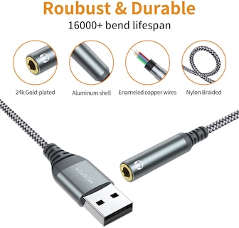 Foto 5 | Foto 5 | Adaptador De Audio Usb A Conector De 3,5 Mm Mcsper, Paquete De 2 Con Tarjeta De Sonido - Venta Internacional.