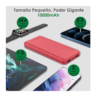 Foto 5 | Foto 5 | Pila Bateria Portatil Power Bank 10000mah Color Rojo