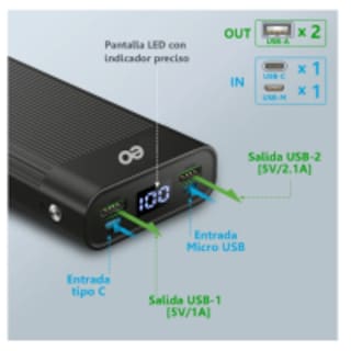 Foto 2 | Foto 2 | Batería Portátil 20000mah Carga Rápida Eo Safe Imports Esi-2027-1 Negro