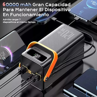 Foto 4 | Foto 4 | Power Bank Batería Portátil 60000mah Cargador Ultrarápida Negra Naranja
