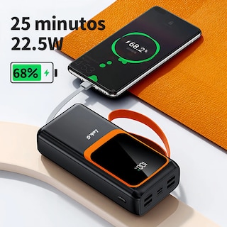 Foto 2 | Foto 2 | Power Bank Batería Portátil 32000mah Pd22.5w/3a Carga Rápida Negro Naranja