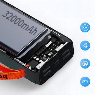 Foto 4 | Foto 4 | Power Bank Batería Portátil 32000mah Pd22.5w/3a Carga Rápida Negro Naranja
