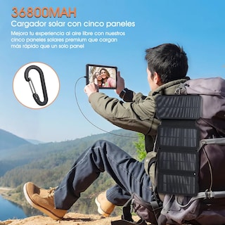 Foto 5 | Foto 5 | Power Bank Solar Portátil 36800mah Batería Con Luz 4 Cables