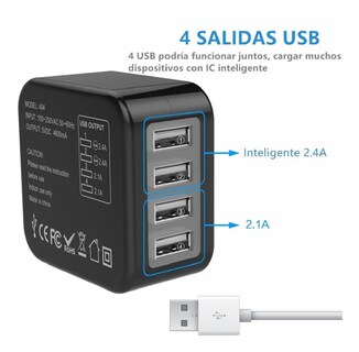 Foto 2 | Foto 2 | Cargador Universal de Viaje Adaptador Internacional con 4 USB