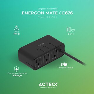 Foto 4 | Foto 4 | Cargador de Escritorio Acteck Energon Mate Ce676 3 Conectores + 2 Usb + Usb-c Ac-936514 Negro