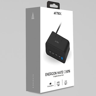 Foto 6 | Foto 6 | Cargador de Escritorio Acteck Energon Mate Ce676 3 Conectores + 2 Usb + Usb-c Ac-936514 Negro