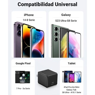 Foto 6 | Foto 6 | Cargador Usb C 25w Universal Pd 3.0 De Pared Con Cable Usb C 2m Carga Rápida Compatible Con Android Y Iphone Color Negro