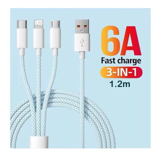 Foto 2 | Foto 2 | 3en1 Cable De Carga Usb Rápida Nailon Para Iphone/tipo-c/usb