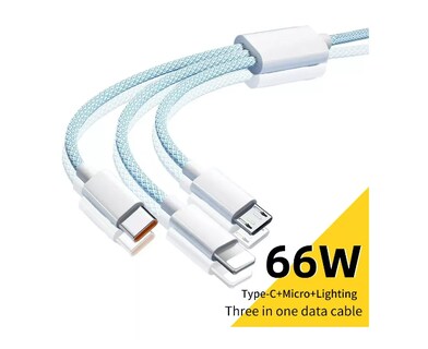 Foto 3 | Foto 3 | 3en1 Cable De Carga Usb Rápida Nailon Para Iphone/tipo-c/usb