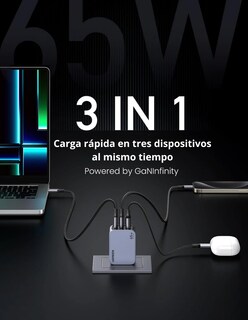 Foto 5 | Foto 5 | Cargador Ugreen Nexode Pro 2 Usb-c, 1 Usb-a 65w De Carga Rápida