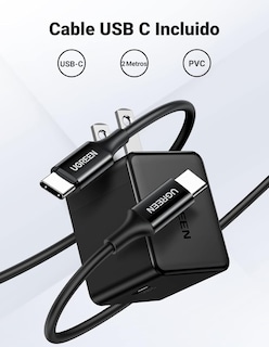 Foto 7 | Foto 7 | Cargador Tipo C De 25w Ugreen Carga Rápida Con Cable Usb C 1 M Color Negro