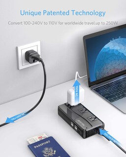 Foto 3 | Foto 3 | Convertidor De Potencia Bestek De 250 W, 3 Salidas Y 4 Puertos Usb De 220 V A 110 V - Venta Internacional.
