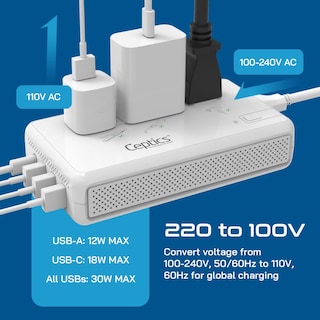 Foto 5 | Foto 5 | Convertidor De Voltaje Ceptics De 220 V A 110 V Con Enchufes Tipo C, E/f, G, I - Venta Internacional.