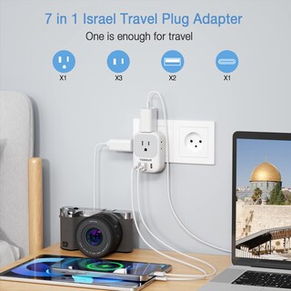 Foto 2 | Foto 2 | Adaptador De Corriente Tessan Us A Israel Con 4 Salidas, 3 Usb Tipo H - Venta Internacional.
