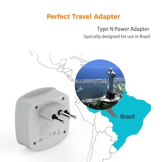 Foto 3 | Foto 3 | Adaptador De Corriente Tessan De Ee. Uu. A Brasil Tipo N Con 2 Salidas, 2 Usb - Venta Internacional.