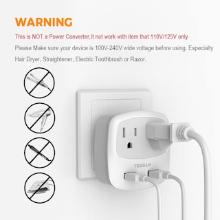 Foto 5 | Foto 5 | Adaptador De Corriente Tessan De Ee. Uu. A Brasil Tipo N Con 2 Salidas, 2 Usb - Venta Internacional.