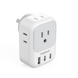 Adaptador De Corriente Tessan Australia Nueva Zelanda Con 4 Salidas Y 3 Usb - Venta Internacional.