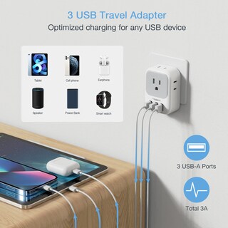 Foto 3 | Foto 3 | Adaptador De Corriente Tessan Suiza Tipo J Con 4 Salidas, 3 Usb - Venta Internacional.