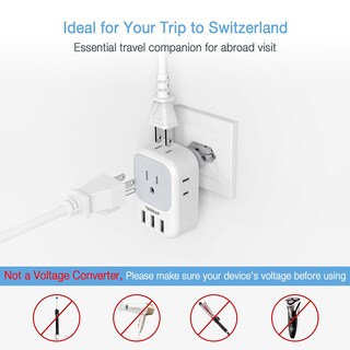 Foto 5 | Foto 5 | Adaptador De Corriente Tessan Suiza Tipo J Con 4 Salidas, 3 Usb - Venta Internacional.