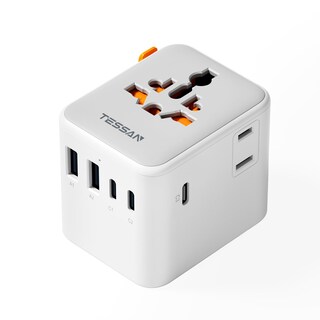 Foto 1 | Foto 1 | Adaptador De Viaje Tessan Universal De 28 W Con 2 Tomas De Corriente Alterna Y 5 Puertos Usb - Venta Internacional.