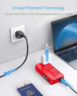 Foto 3 | Foto 3 | Adaptador De Corriente Bestek International De 250 W, 220 V A 110 V Con Usb - Venta Internacional.