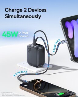 Foto 4 | Foto 4 | Cargador Baseus Retráctil Usb C De 45 W Con Doble Puerto De Carga Rápida - Venta Internacional.