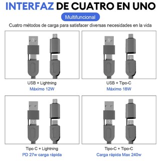 Foto 2 | Foto 2 | Cable De Carga Xtellar 4en1 Con Transmisión Rápida De 240w Para Iphone  Macbook Y Dispositivos Vivo