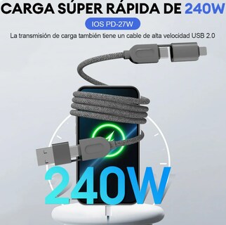 Foto 3 | Foto 3 | Cable De Carga Xtellar 4en1 Con Transmisión Rápida De 240w Para Iphone  Macbook Y Dispositivos Vivo