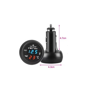 Foto 4 | Foto 4 | Cargador de Auto USB Voltímetro y Termómetro de Led Eo Safe Imports Esi-11270 Negro