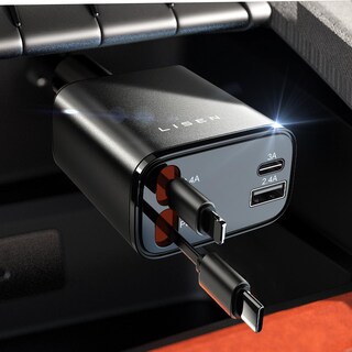 Foto 1 | Foto 1 | Cargador De Coche Lisen Retráctil 4 En 1 69w Usb-c Para Iphone 16 - Venta Internacional.