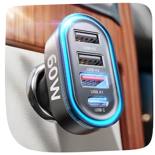 Foto 1 | Foto 1 | Cargador Usb Para Coche Lisen Super Fast 60 W Pd&qc3.0 De 4 Puertos Negro - Venta Internacional.