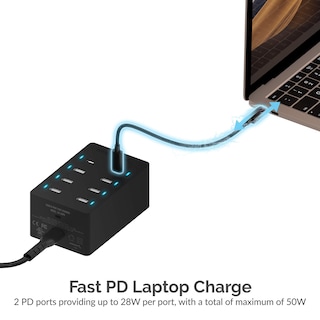 Foto 4 | Foto 4 | Cargador Sabrent 100w Usb De 8 Puertos Con 2 Puertos Pd Para La Familia - Venta Internacional.