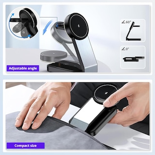 Foto 3 | Foto 3 | Estación de Carga Inalámbrica Magnética Plegable 3 En 1 para Iphone - Venta Internacional