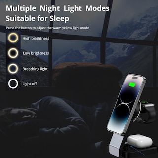 Foto 5 | Foto 5 | Estación de Carga Inalámbrica Magnética Plegable 3 En 1 para Iphone - Venta Internacional