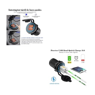 Foto 2 | Foto 2 | Cargador Iluminado Usb Dual 3.0a 1 Pieza, Negro Azul Belug