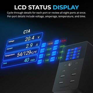 Foto 5 | Foto 5 | Cargador Sabrent De 252 W Con 8 Puertos Usb Pd 3.0 Con Pantalla Lcd Para Usb-c/a - Venta Internacional.