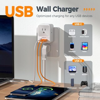 Foto 2 | Foto 2 | Divisor De Enchufe De Pared Usb Con Enchufe Múltiple, Protector Contra Sobretensiones Tessan - Venta Internacional.