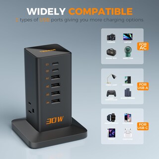 Foto 5 | Foto 5 | Estación De Carga Usb Tessan 9 En 1 De 30 W Con Protector Contra Sobretensiones - Venta Internacional.