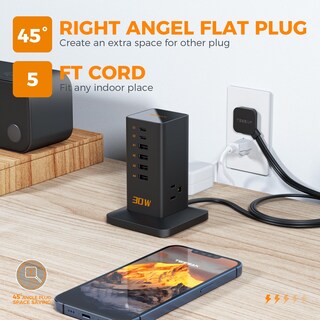 Foto 7 | Foto 7 | Estación De Carga Usb Tessan 9 En 1 De 30 W Con Protector Contra Sobretensiones - Venta Internacional.