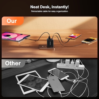 Foto 6 | Foto 6 | Cargador De Pared Retráctil Ivanky De 84 W Con Cables Duales Usb-c 4 En 1 - Venta Internacional.