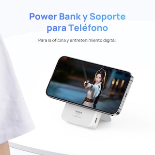 Foto 4 | Foto 4 | Power Bank Magnética 5000 Mah Pd 20w Baseus Magpro Con Soporte Y Usb-c Lateral Blanco