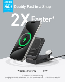Foto 2 | Foto 2 | Estación de Carga Inalámbrica Anker Maggo 3 en 1 con Cargador de 15 W - Venta Internacional
